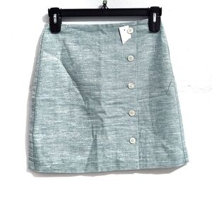 Loft Green 50% Linen Metallic Stripe Mini Skirt Size US 2